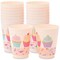 Pink Plastic Tumbler Cups, Cupcake Party Decorations (16 oz, 16 Pack)